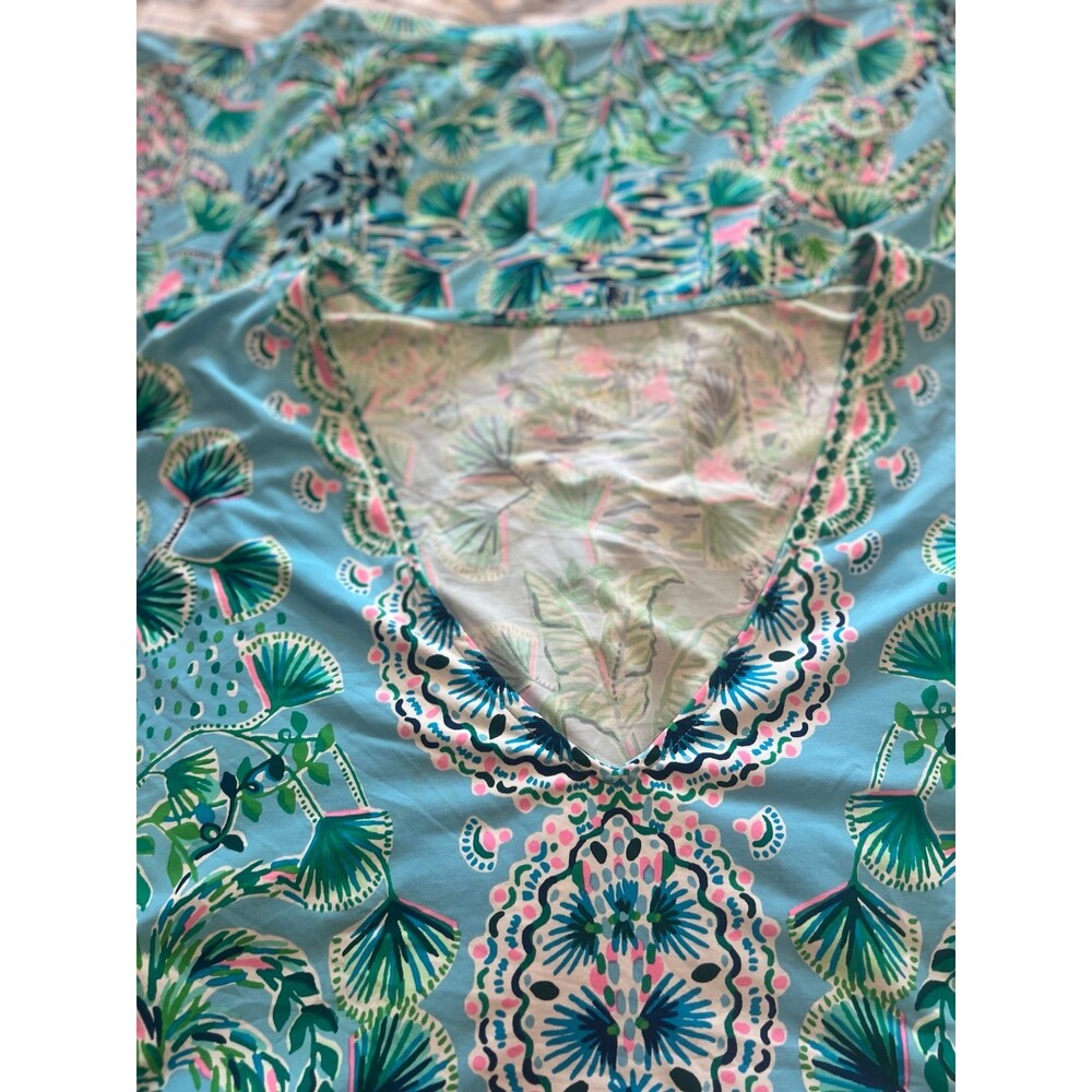 Lilly Pulitzer Tropical Turtle & Palm Tree V-Neck Dress Women’s Size Large - Picture 8 of 11